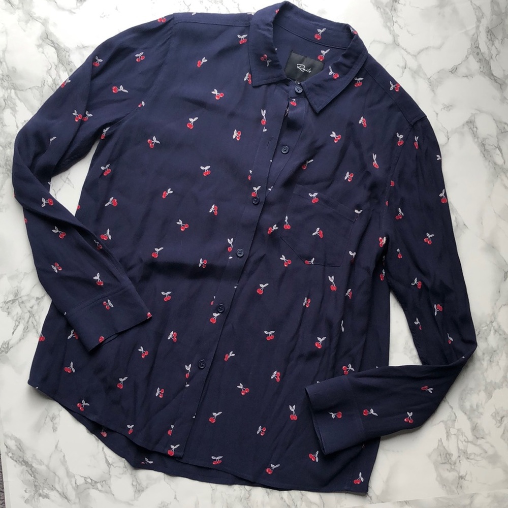 Rails Kate Navy Cherry Button Down - image 2
